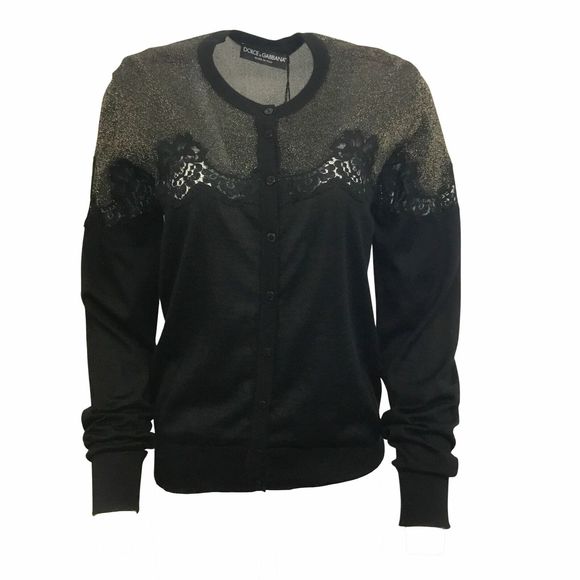 Dolce & Gabbana Sweaters - Dolce & Gabbana Black Lace Knit Cardigan